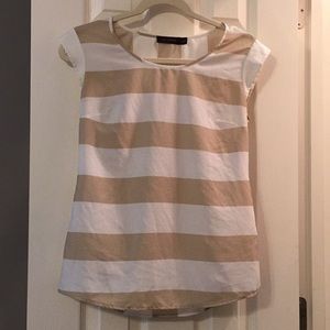 Beige and tan striped shell top
